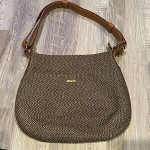 Eric Javits Ny woven tan brown handbag.